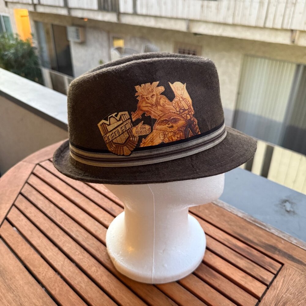 Guardians Of The Galaxy Brown Fedora Hat With Character Graphics